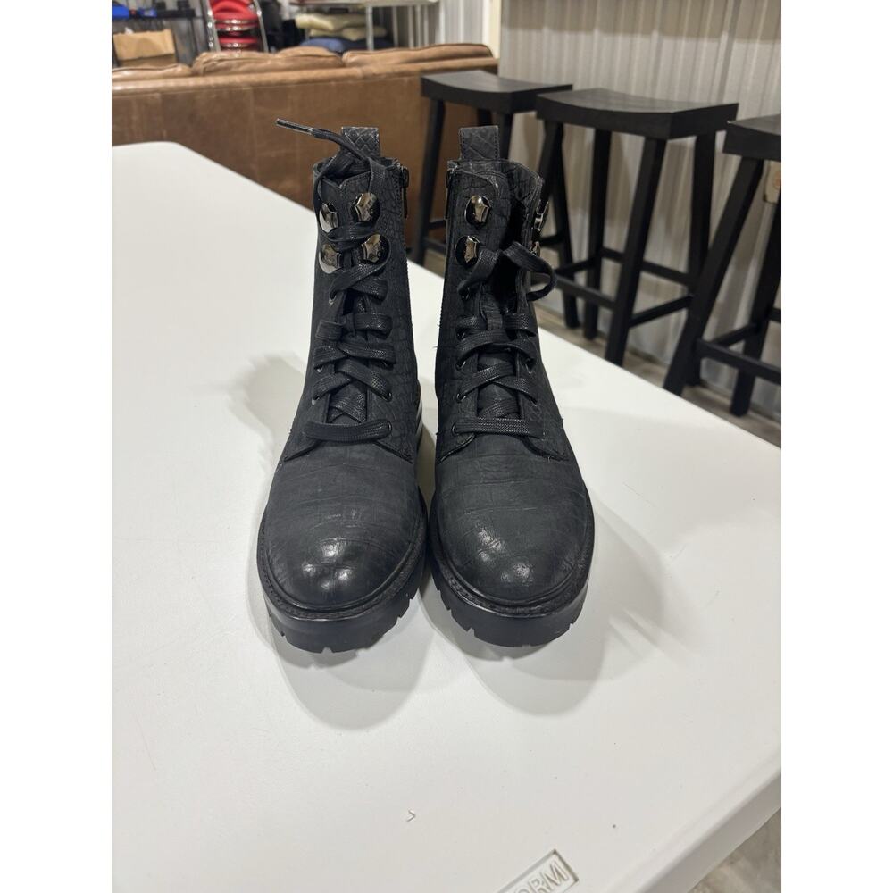 NWOT Frye Julie Hook Combat Boots Womens Black Vintage Leather MSRP $358 76269 - Picture 8 of 12
